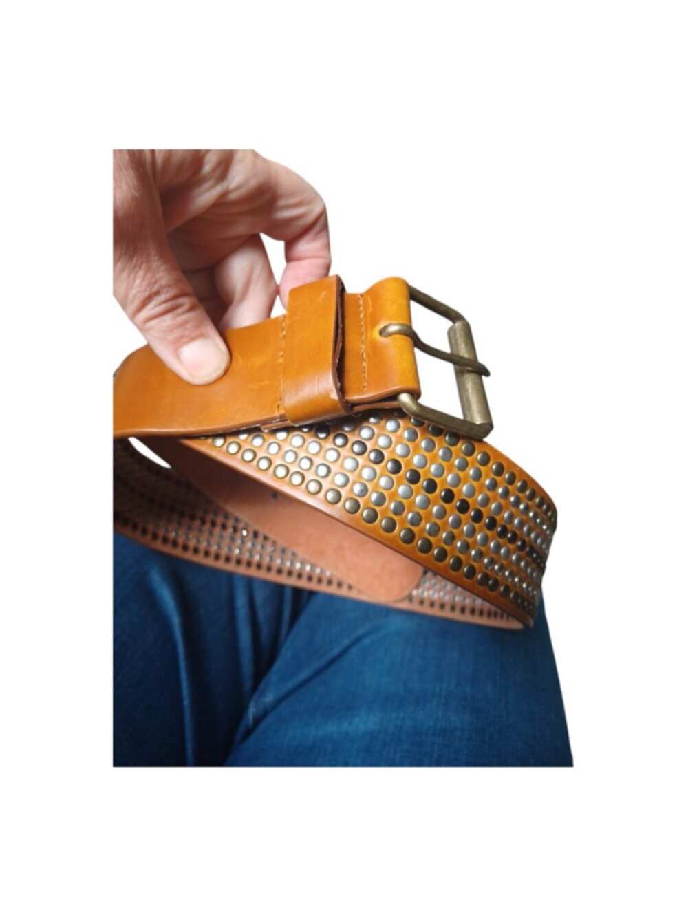 Belt leather studded 35 in nches